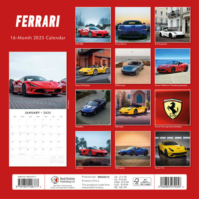 Buying Ferrari Calendar 2025? Quick and easy online Kalenderwinkel.nl