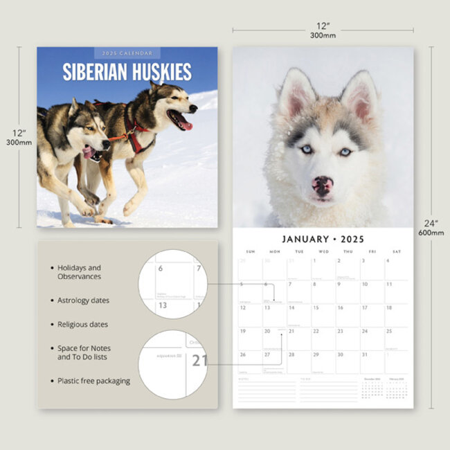 Siberian Husky Kalender 2025 Kopen? Eenvoudig en snel online besteld Kalenderwinkel.nl