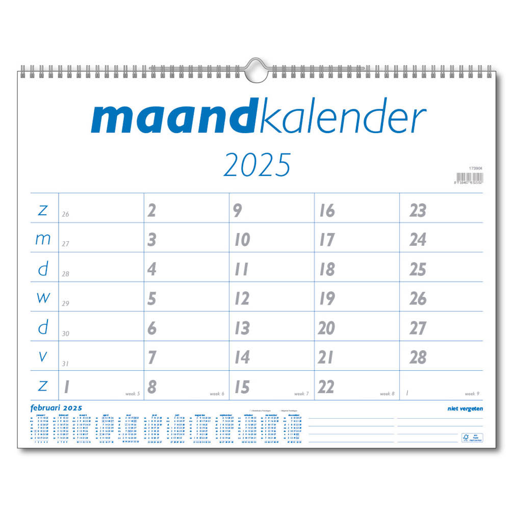 Maandkalender Breed 2025