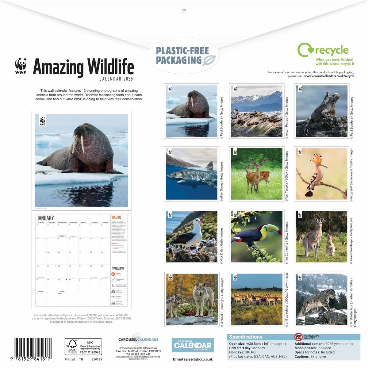 WWF Amazing Wildlife Calendar 2025 Buy Order easily online