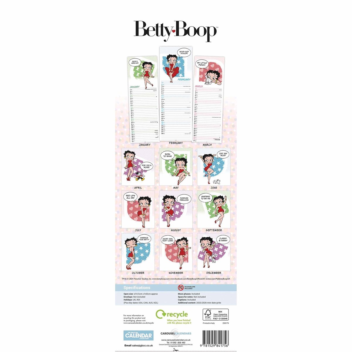 Comprar Betty Boop Calendario 2025 Slimline Orden fácilmente en línea