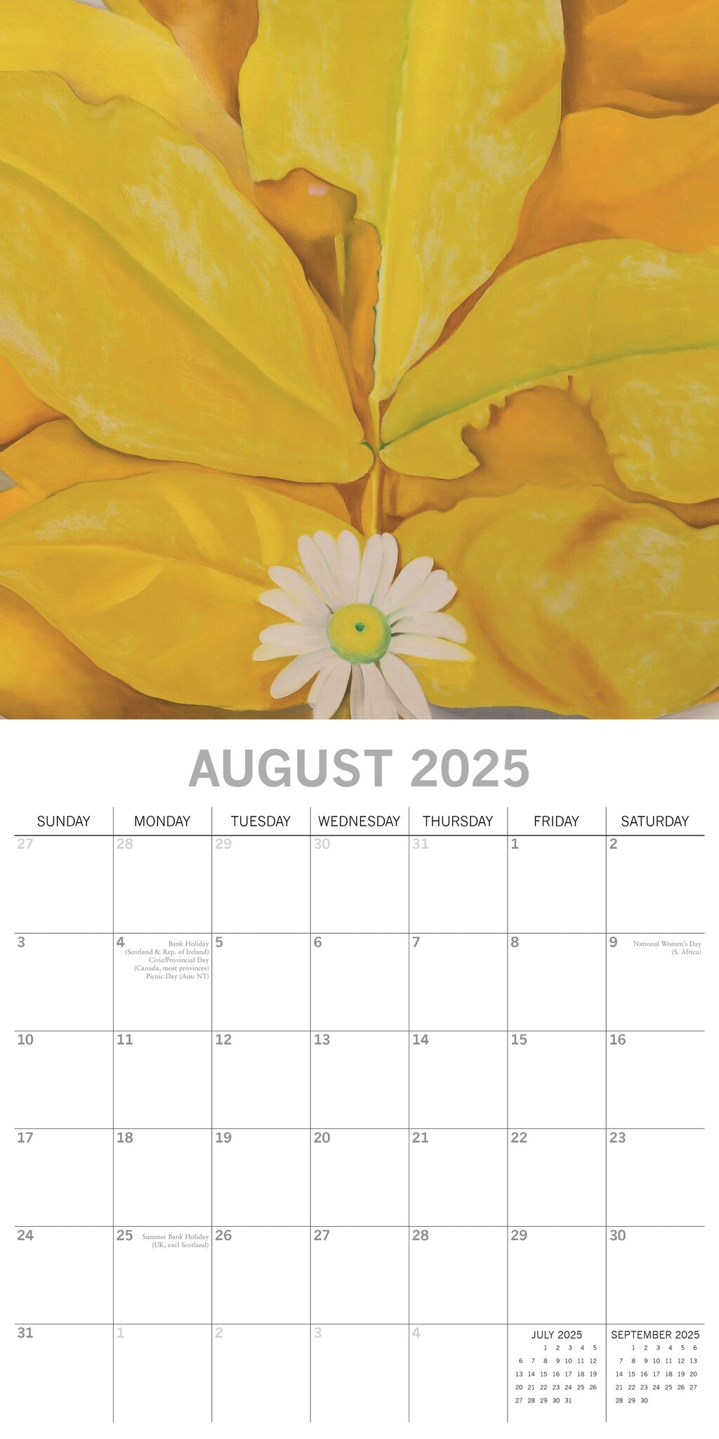 el Calendario O'Keeffe 2025? Simplemente en línea