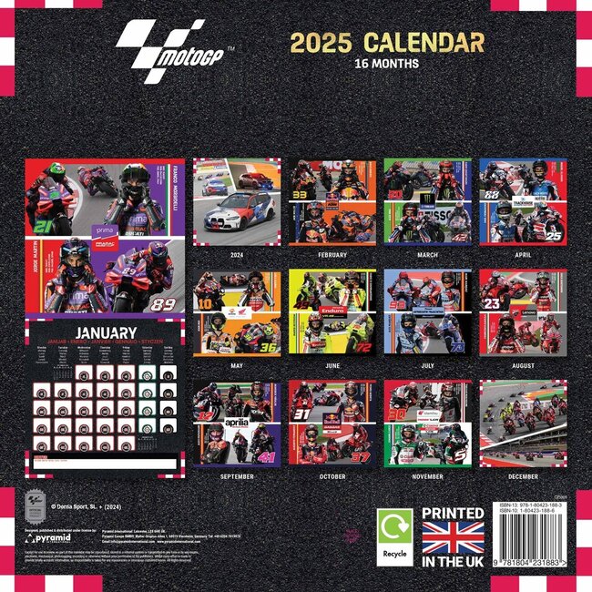 Moto GP Calendar 2025 with beautiful photos of Moto GP