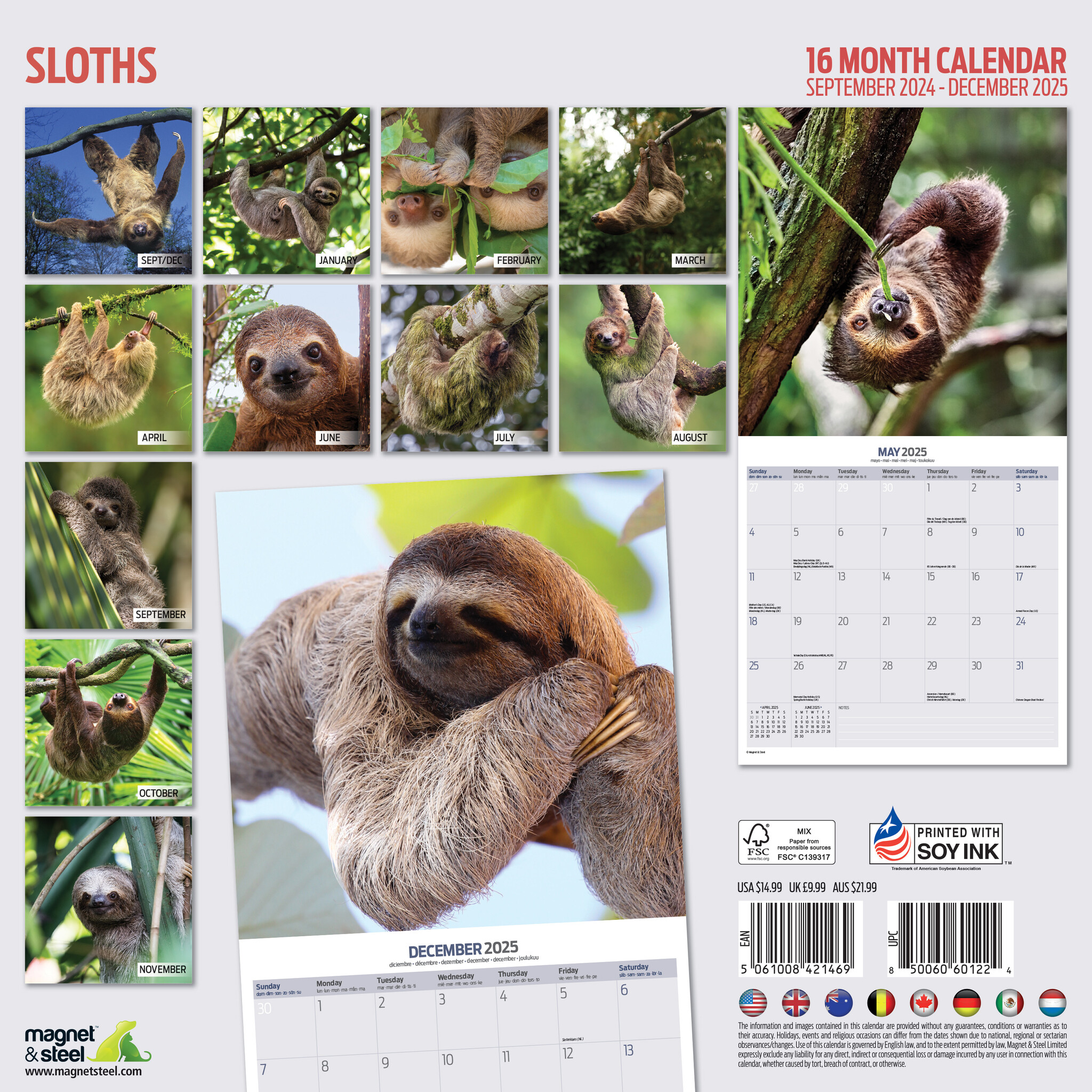 Buy Sloth Calendar 2025 Order easily online Kalenderwinkel.nl