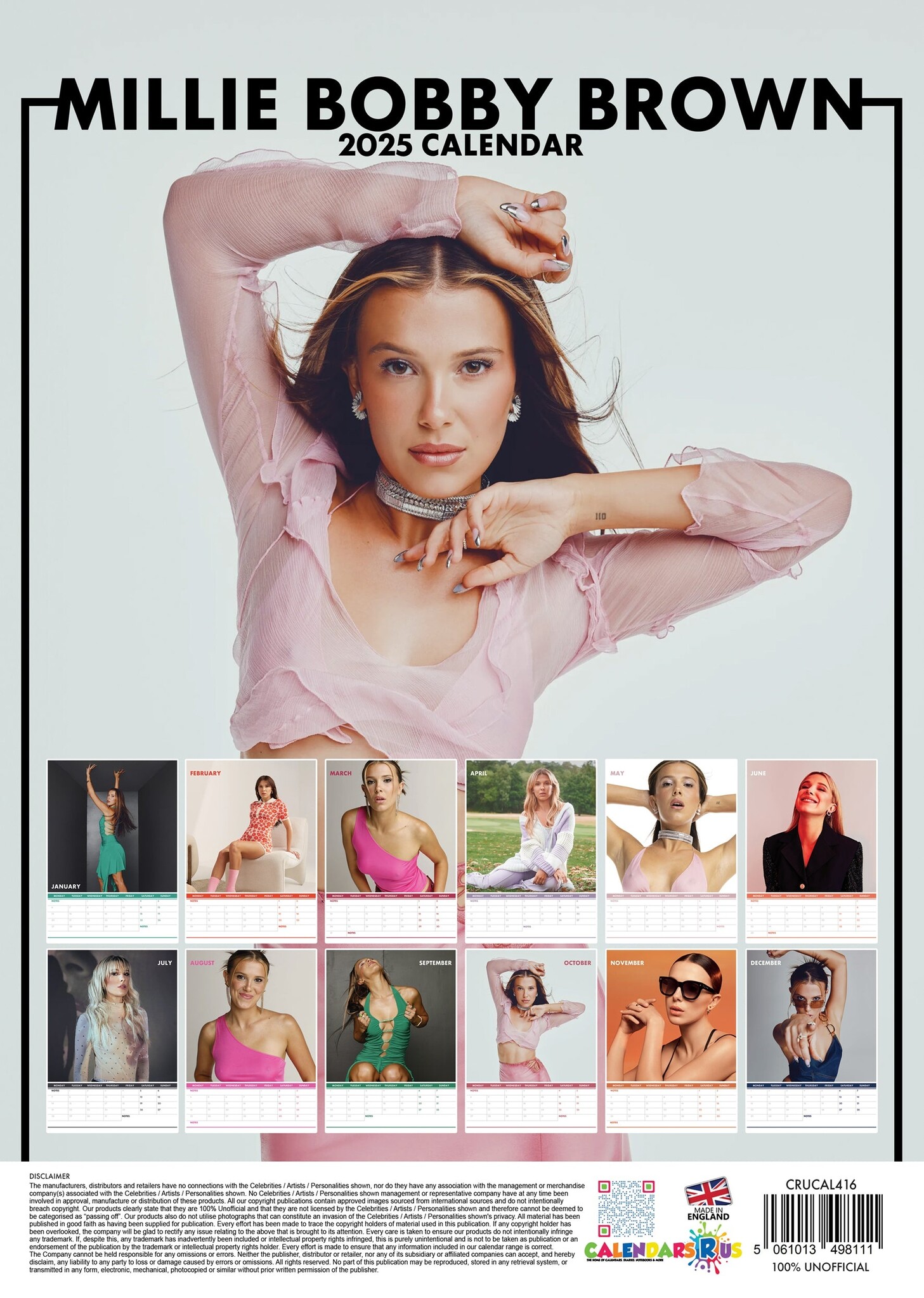 Millie Bobby Brown Kalender 2025? Einfach und schnell online bestellen. Kalenderwinkel.nl