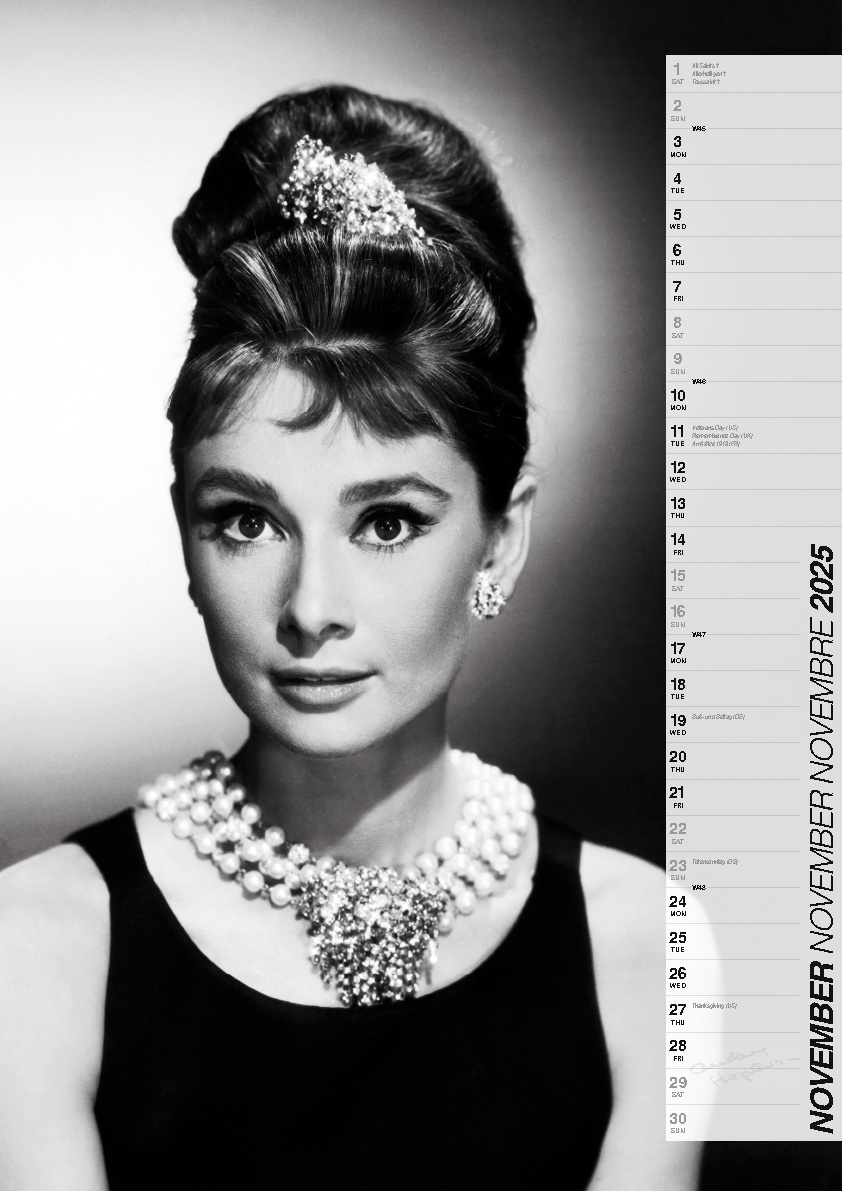 Audrey Hepburn Calendar 2025 Kalenderwinkel.nl