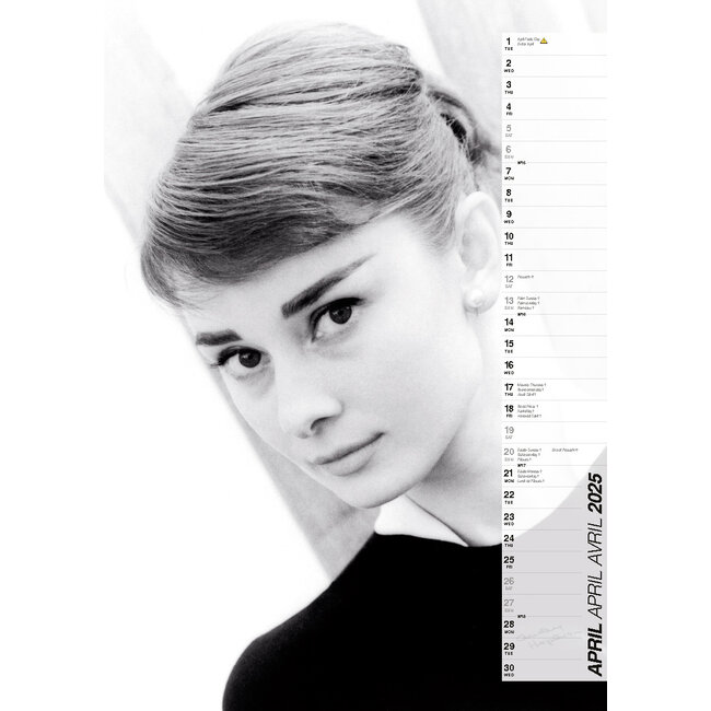 Audrey Hepburn Calendar 2025 Kalenderwinkel.nl
