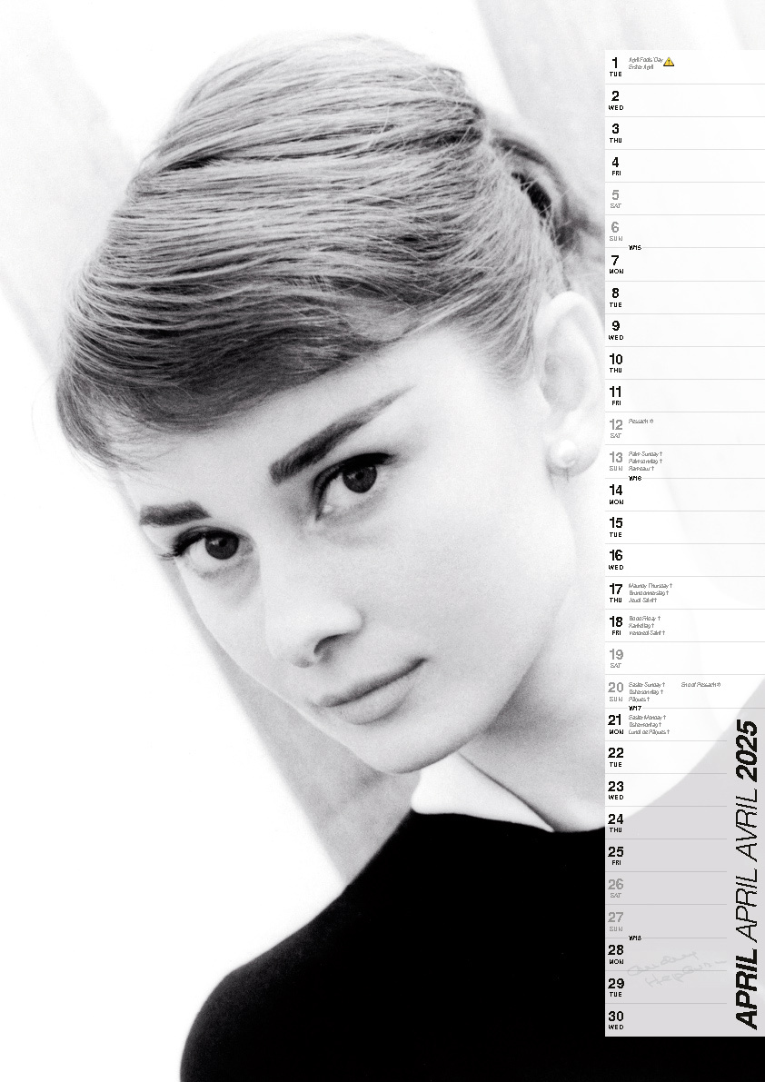 Audrey Hepburn Calendario 2025 Kalenderwinkel.nl