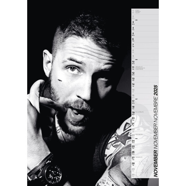 Buying Tom Hardy Calendar 2025 A3? Simply order online Kalenderwinkel.nl