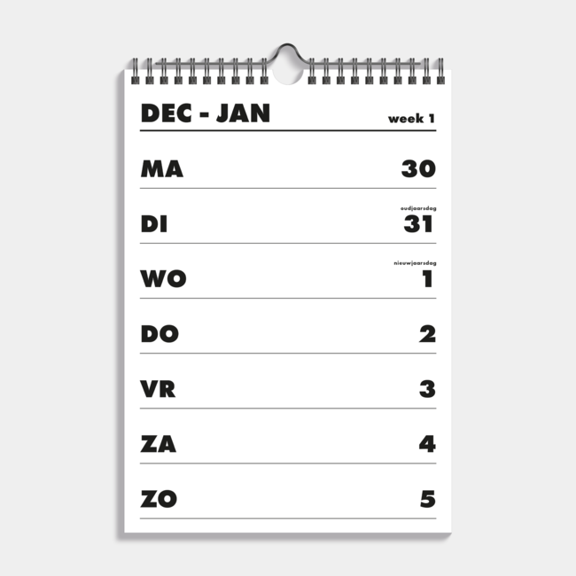 Buy A4 Spiral Calendar 2025 Black? Order online quickly and easily