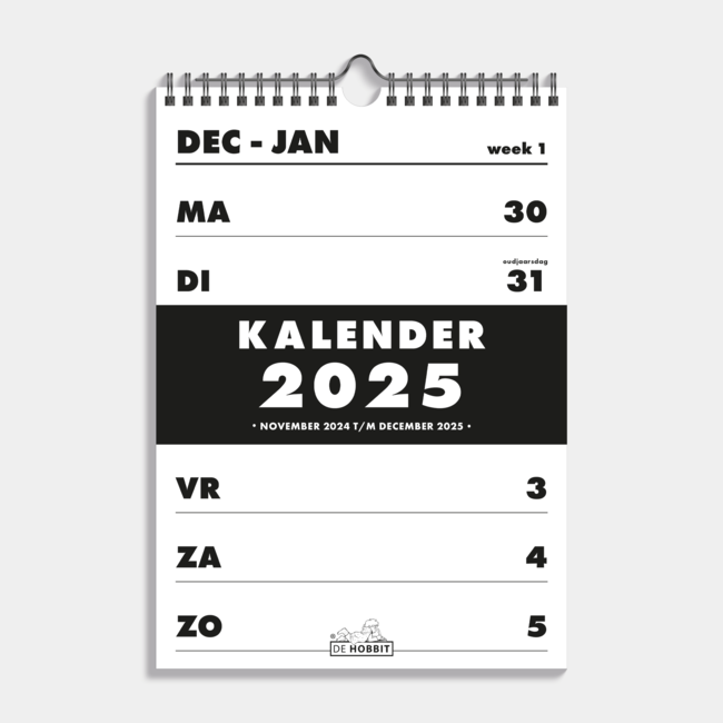 A4 Calendario espiral 2025 Negro