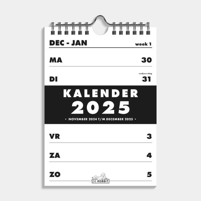 Calendrier spirale A5 2025 noir