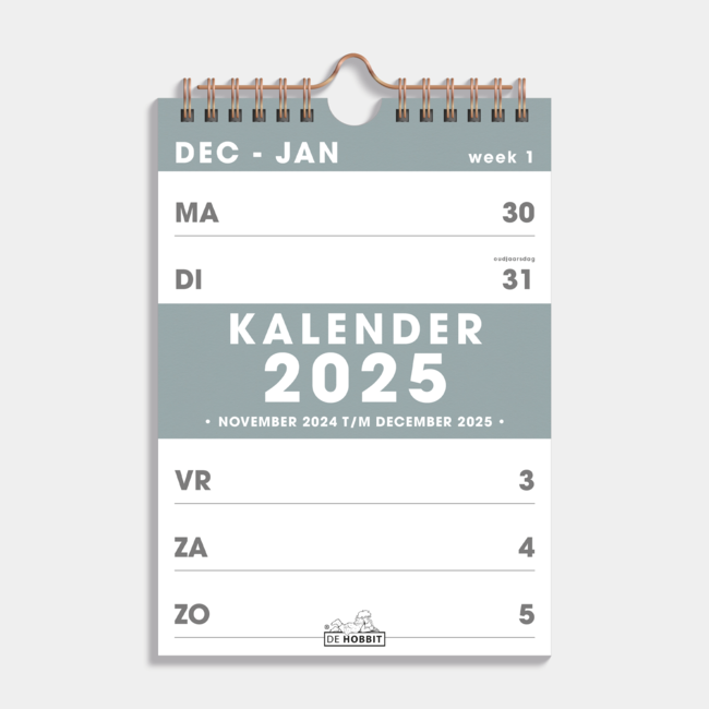 A5 Spiral Calendar 2025 Green