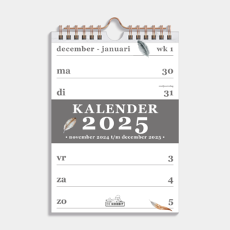 De Hobbit Calendrier spirale A5 2025 plumes