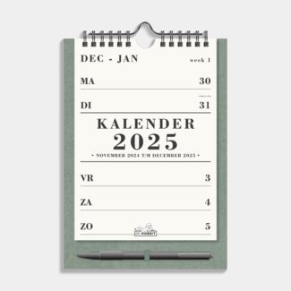 De Hobbit A5 Spiral-Kalender 2025 Grün mit Stift