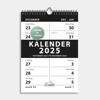 De Hobbit Calendrier spirale A4 2 semaines 2025 Noir