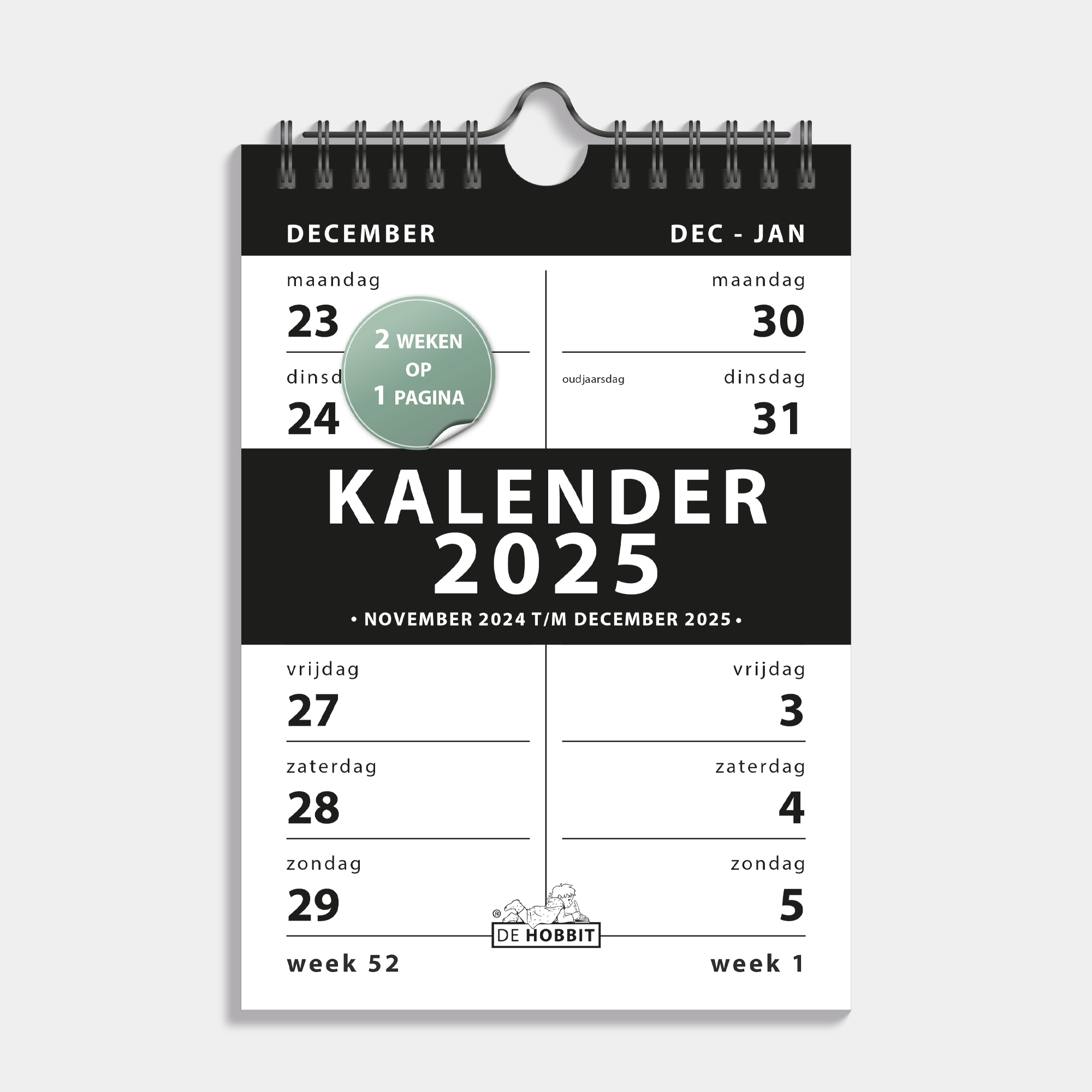 A5 SpiralKalender 2Wochen 2025 Schwarz Kaufen? Schnell und einfach bestellen Kalenderwinkel.nl