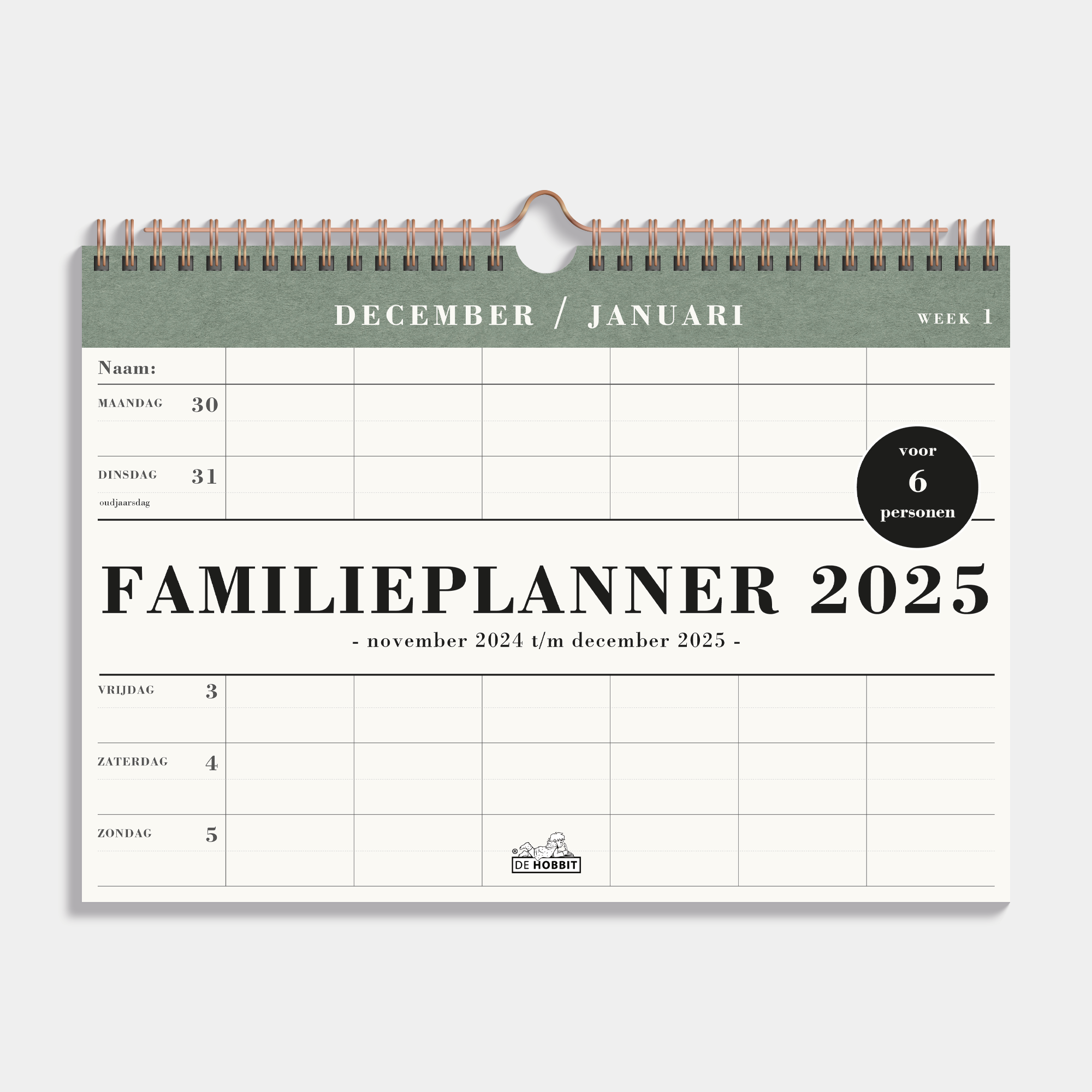 A4 Spiraal Familieplanner 2025 6 Persoons Kopen? Bestel eenvoudig Kalenderwinkel.nl