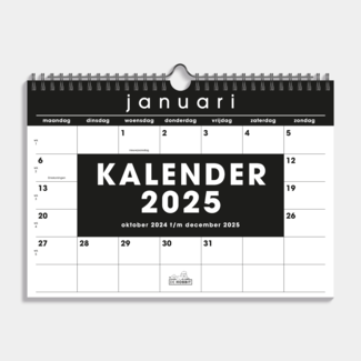 De Hobbit A4 Calendario Mensual 2025 Negro