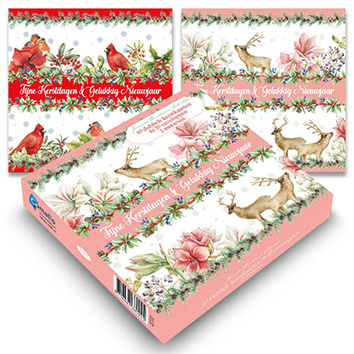 Kaarten - Kerst - Janneke Brinkman - Herten/vogels - 2 motieven - 10 st.