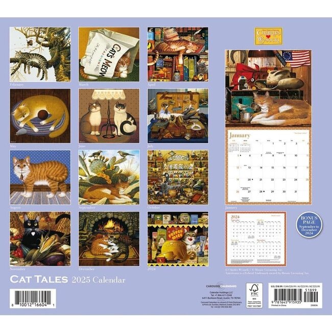 CarouselCalendars Calendrier Charles Wysocki Cat Tales 2025