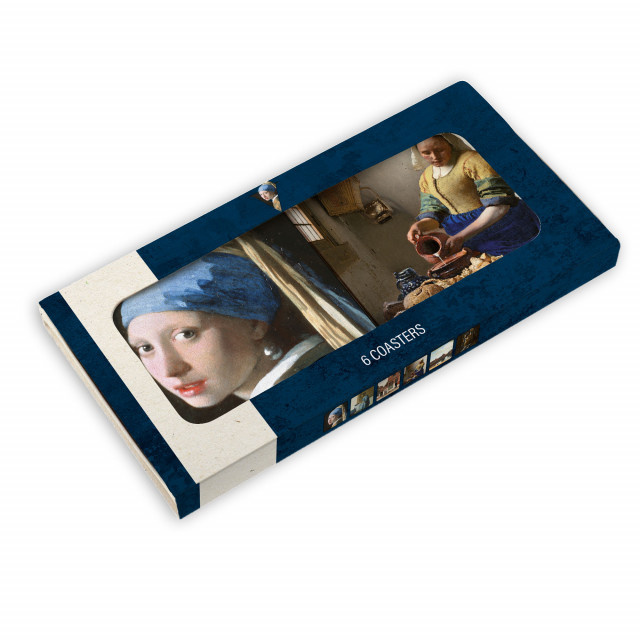 Bekking & Blitz - Onderzetters - 6 stuks - Kunst - Meisje met de parel - Girl with the Pearl Earring - en andere werken - Johannes Vermeer - Mauritshuis Den Haag