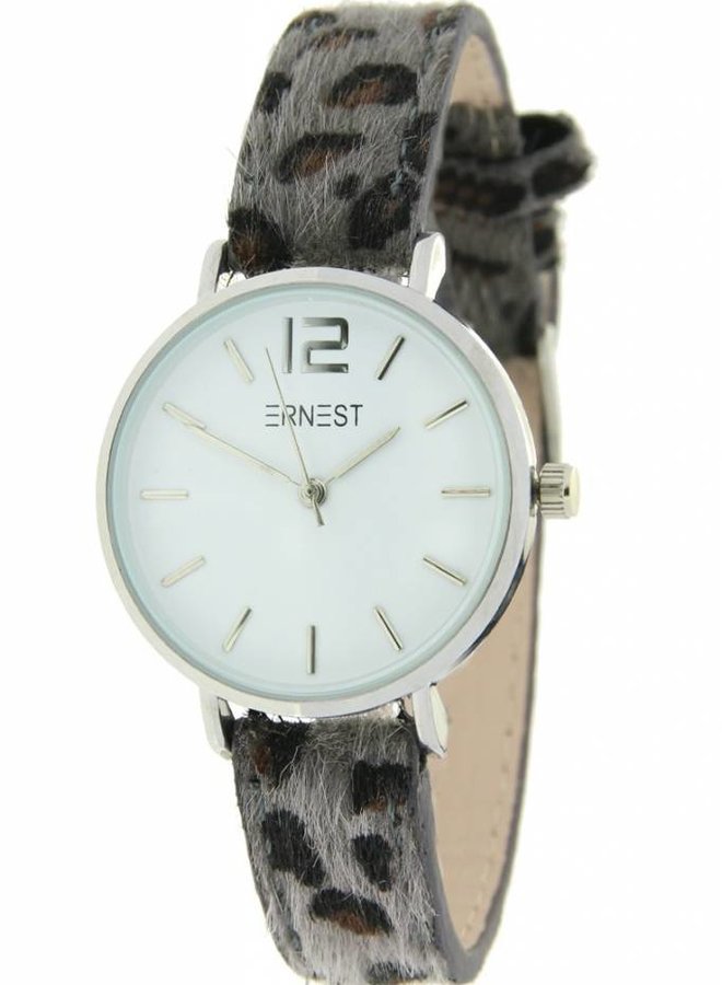 Ernest Horloge Leopard Gey Zilver Mini