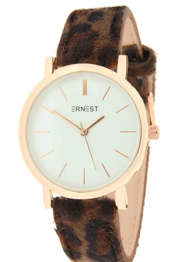 Ernest Horloge Minimalist Leopard Brown