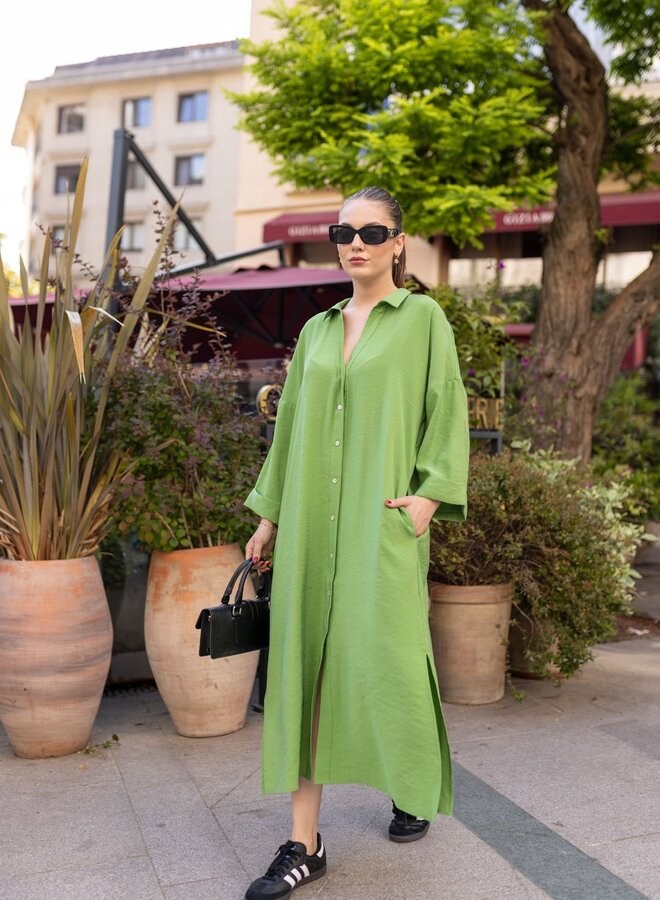 Lange Blouse Jurk Licht Groen