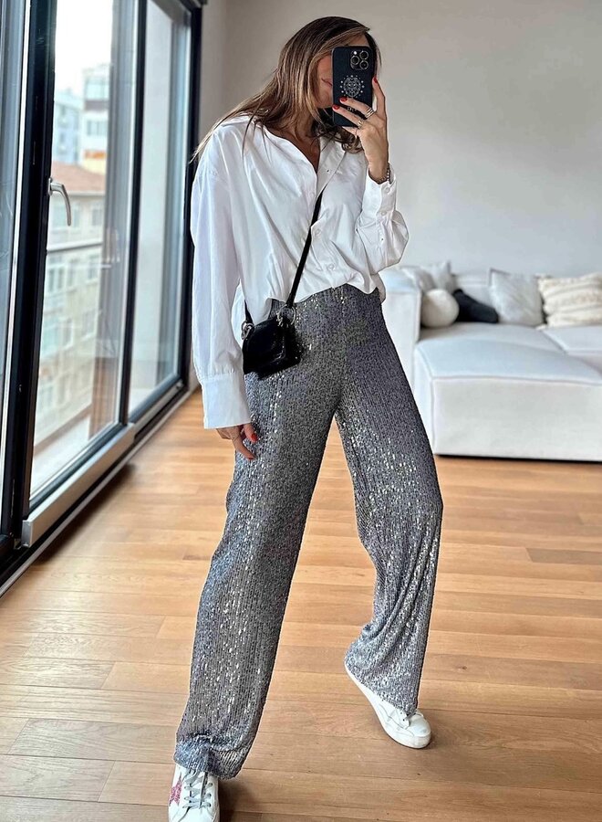 Broek My Favorite Sequin Pants Silver
