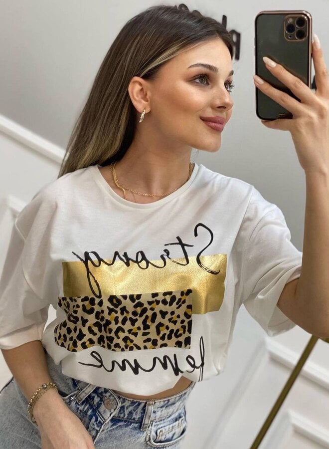 T- Shirt Strong Femme Lepard Gold