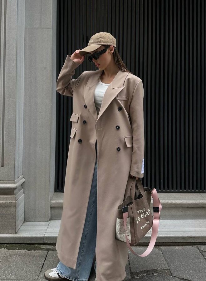 Lange Blazer Jas Les Marais Beige