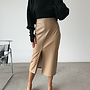 Pu Zipper Rok Beige