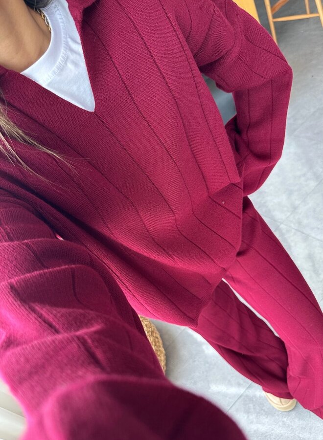 2 Delige Set Manou Burgundy Red