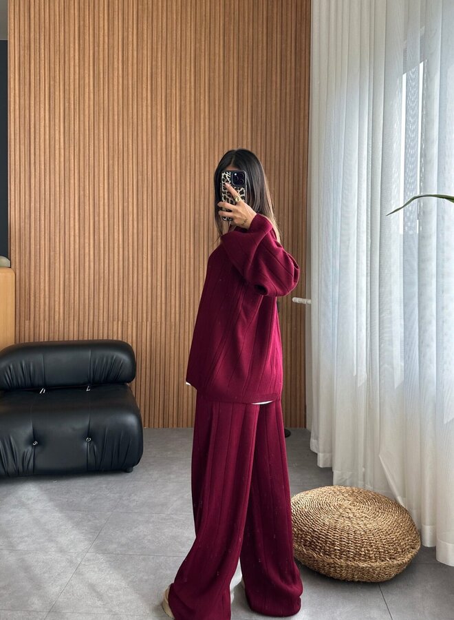 2 Delige Set Manou Burgundy Red
