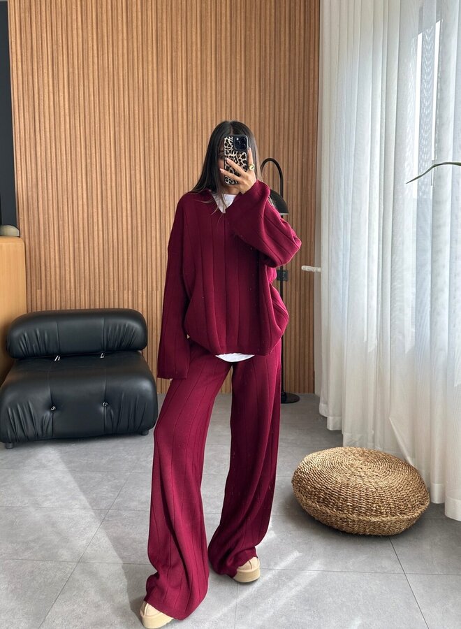 2 Delige Set Manou Burgundy Red
