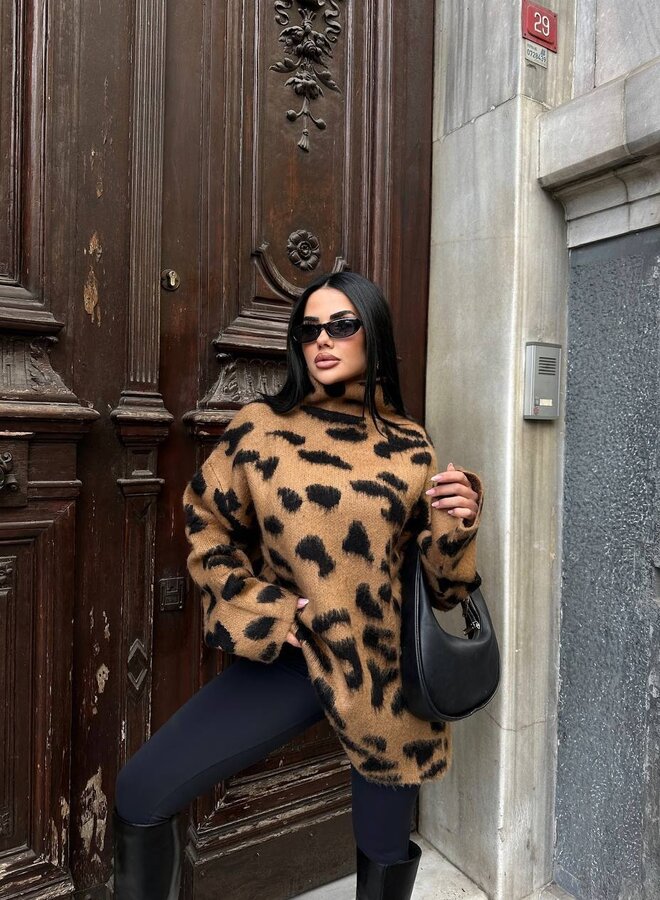Trui Leopard Luxe Camel - Zwart