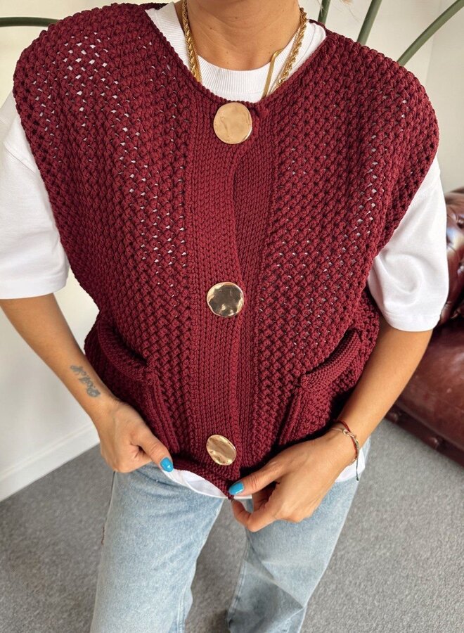 Gilet Bordeaux Golden Buttons
