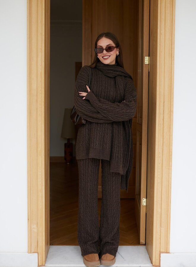 3-Delige Knitted Cozy Set Bruin