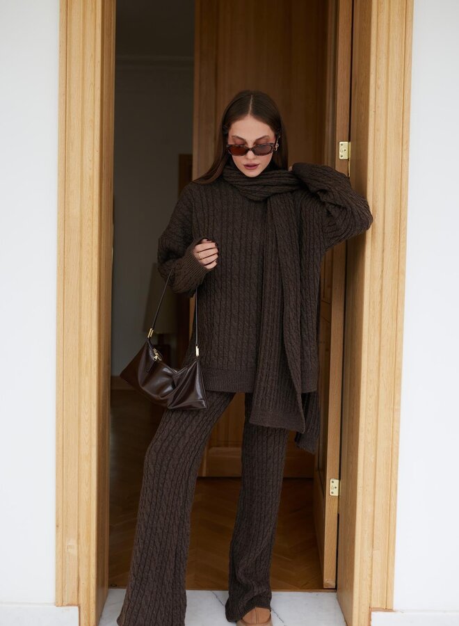 3-Delige Knitted Cozy Set Bruin