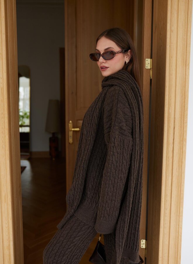 3-Delige Knitted Cozy Set Bruin