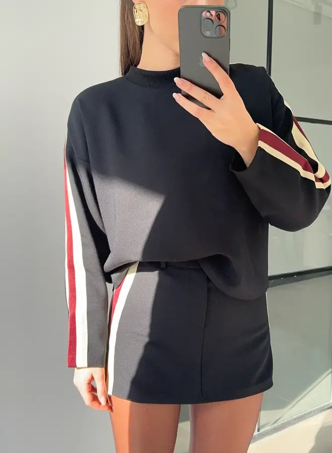 2 Delige Set Side Stripes Skort
