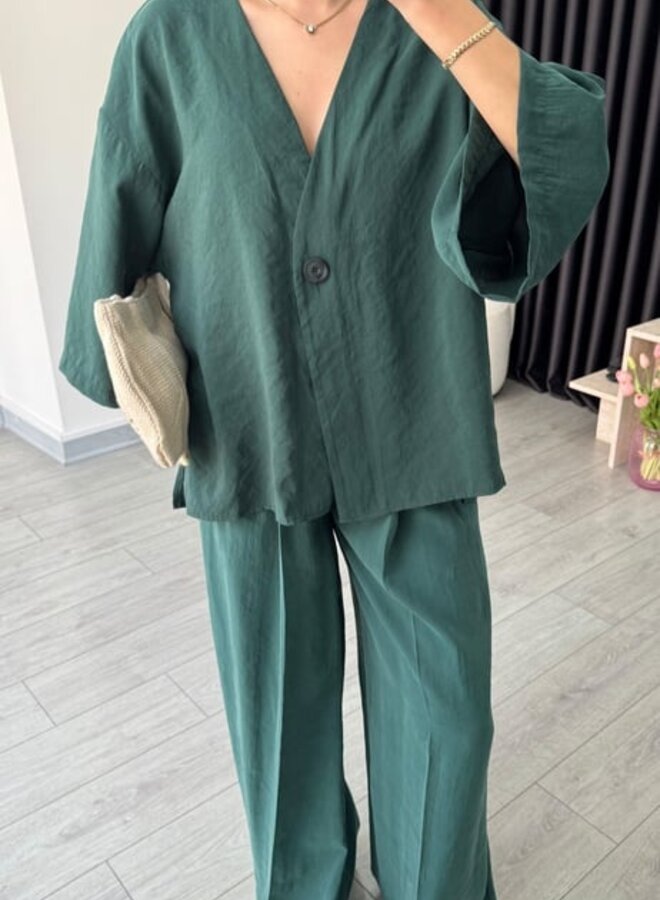 2 Delige Pak Sharon Petrol Green