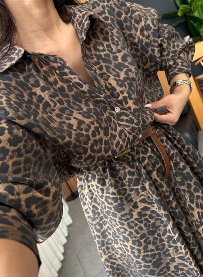 2 Delige Set Leopard Blouse Met Maxi Rok
