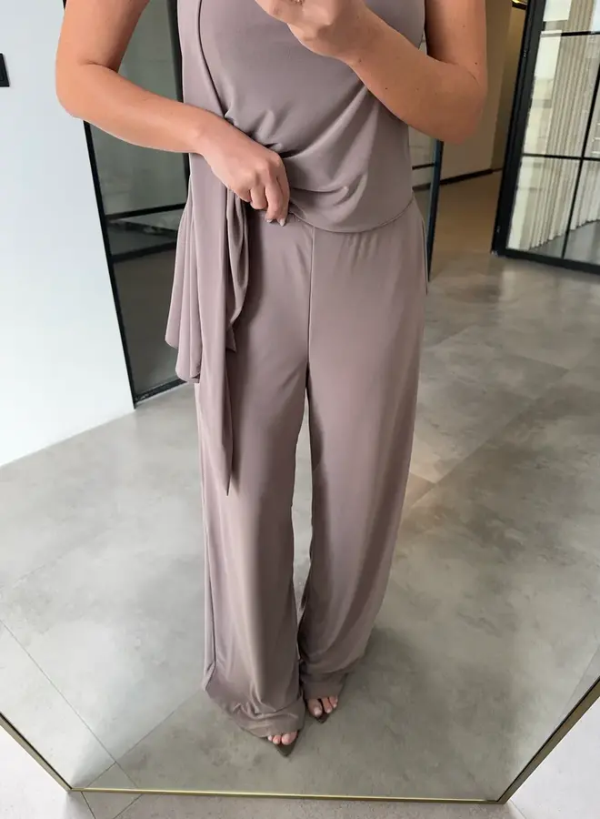 3 Delige Assymetrische Set Met Sjaal Beige