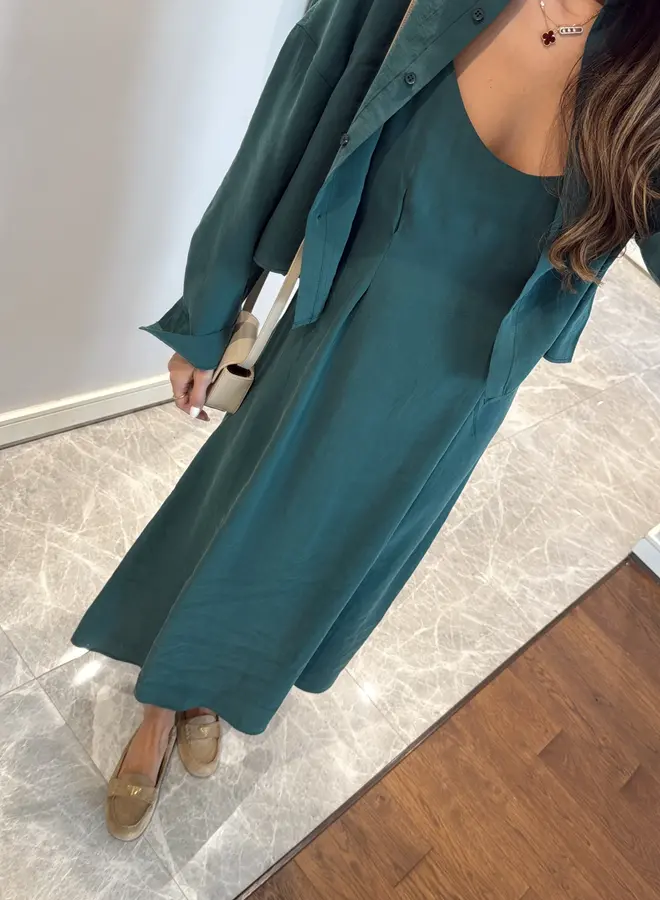 2 Delige Set Maxi Jurk Met Blouse Groen