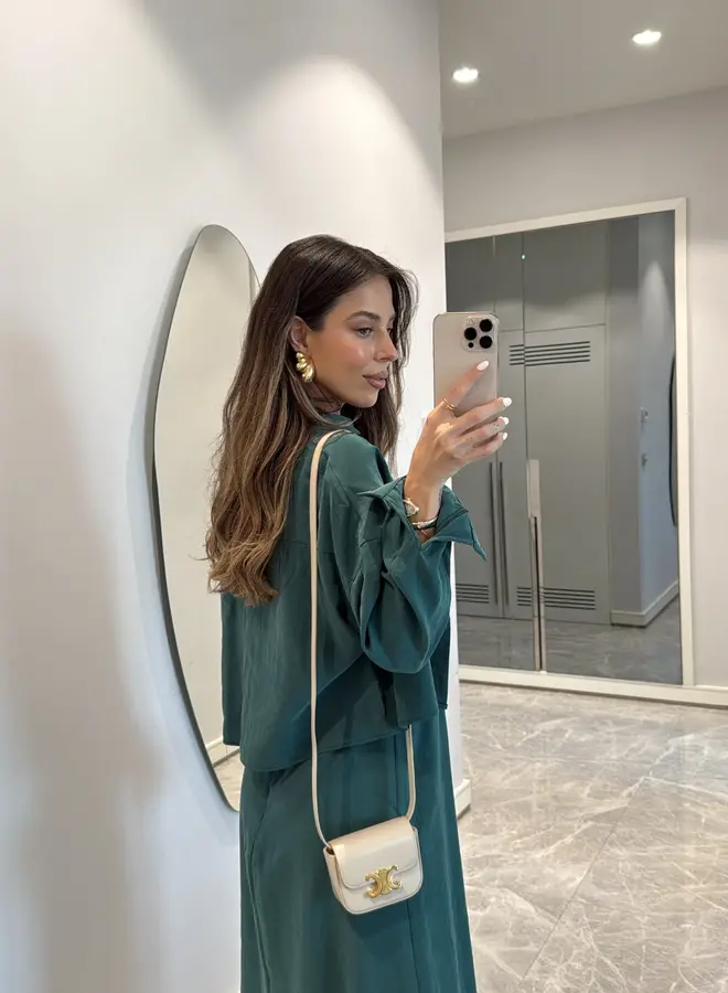 2 Delige Set Maxi Jurk Met Blouse Groen