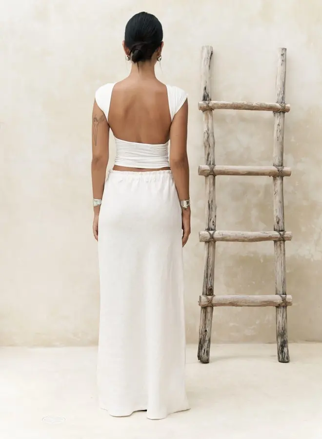 Maxi Rok Linnen Crispy White