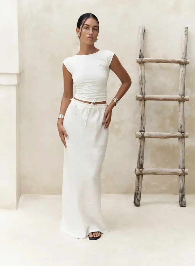 Maxi Rok Linnen Crispy White