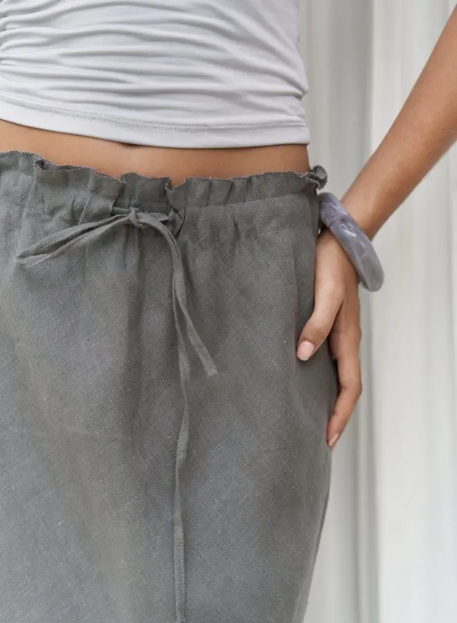 Maxi Rok Linnen Stone Grey